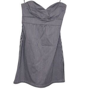 Volcom Frochickie Dress Womens Small Black White Stripe Strapless Zip Cotton